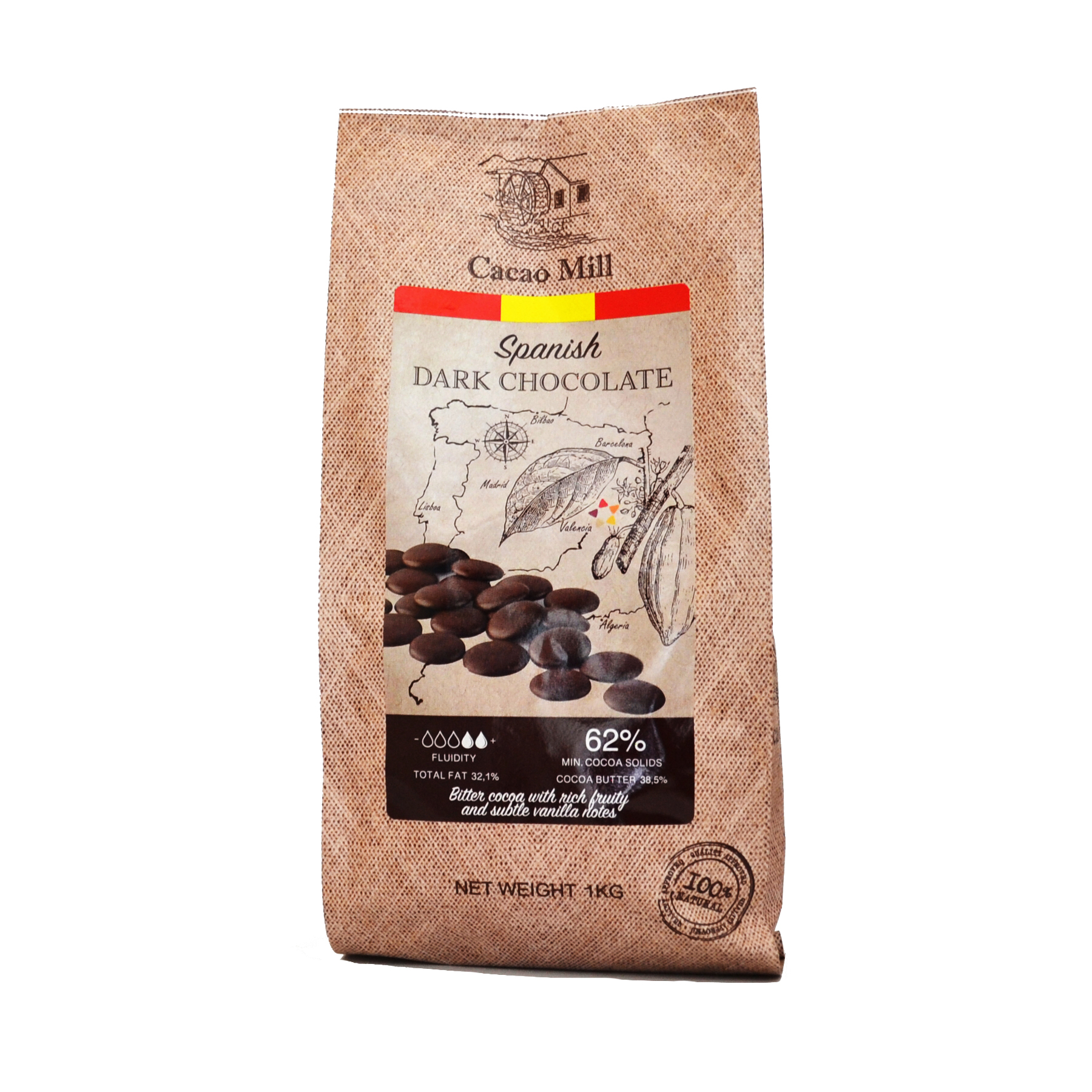 Шоколад чорний 62% Natra Cacao 1 кг