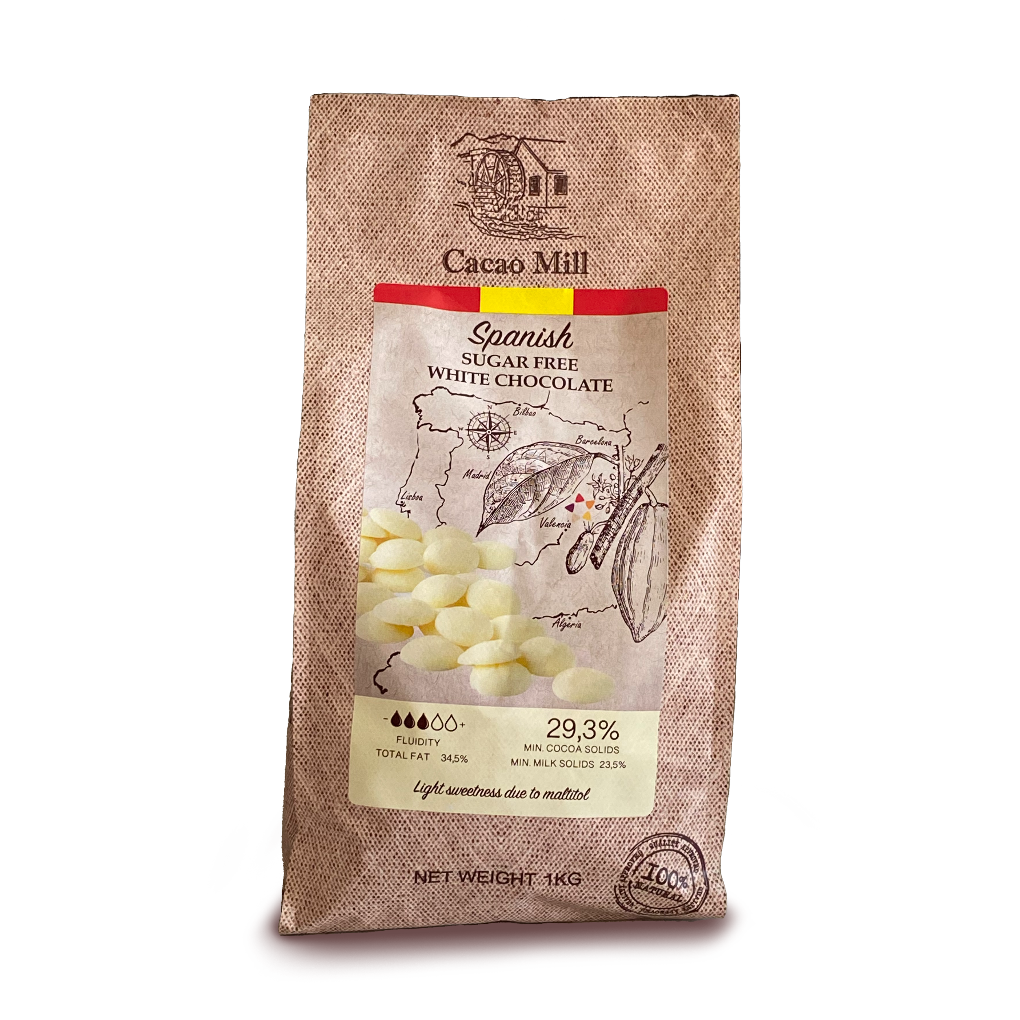 Шоколад білий 29,3% без цукру Natra Cacao 1 кг