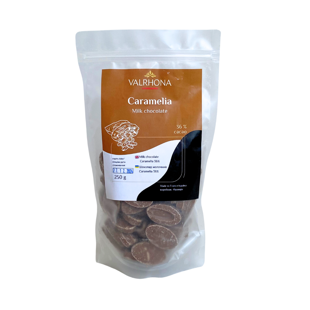 Шоколад молочний Caramelia 36% Valrhona 250 г 