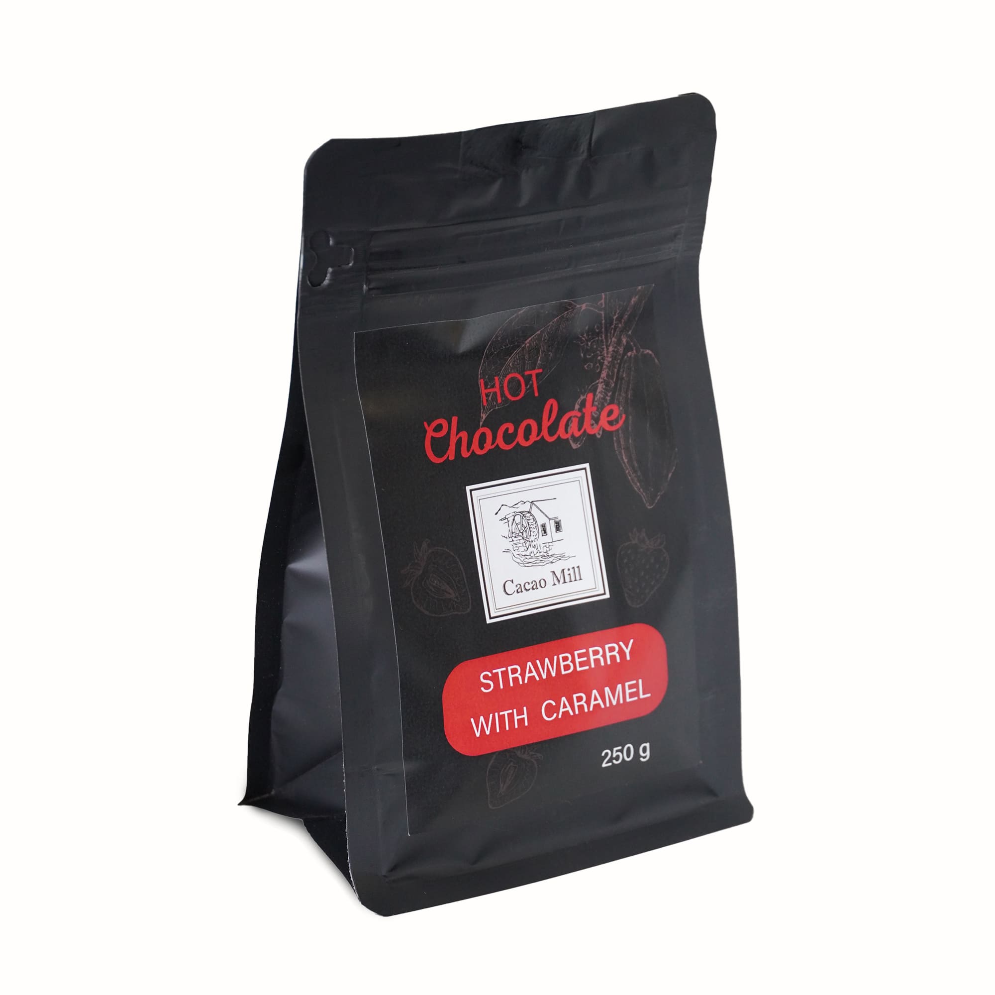 Гарячий шоколад Strawberry with caramel (полуниця з карамеллю) Cacao Mill  250 г