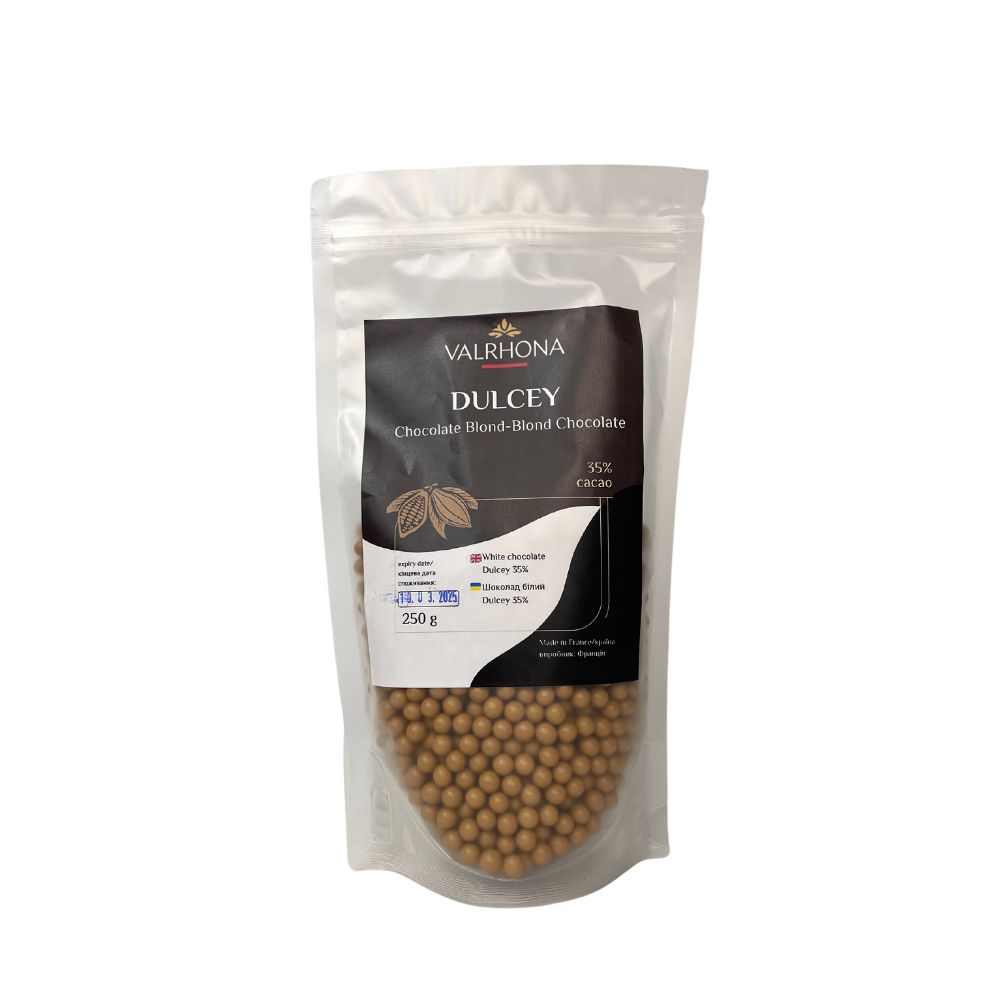 Кульки хрусткі у білому шоколаді Dulcey 35% Valrhona 250 г